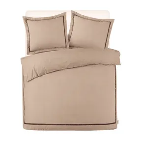 Housse de couette Kayori en percale de coton Yamato - Taupe